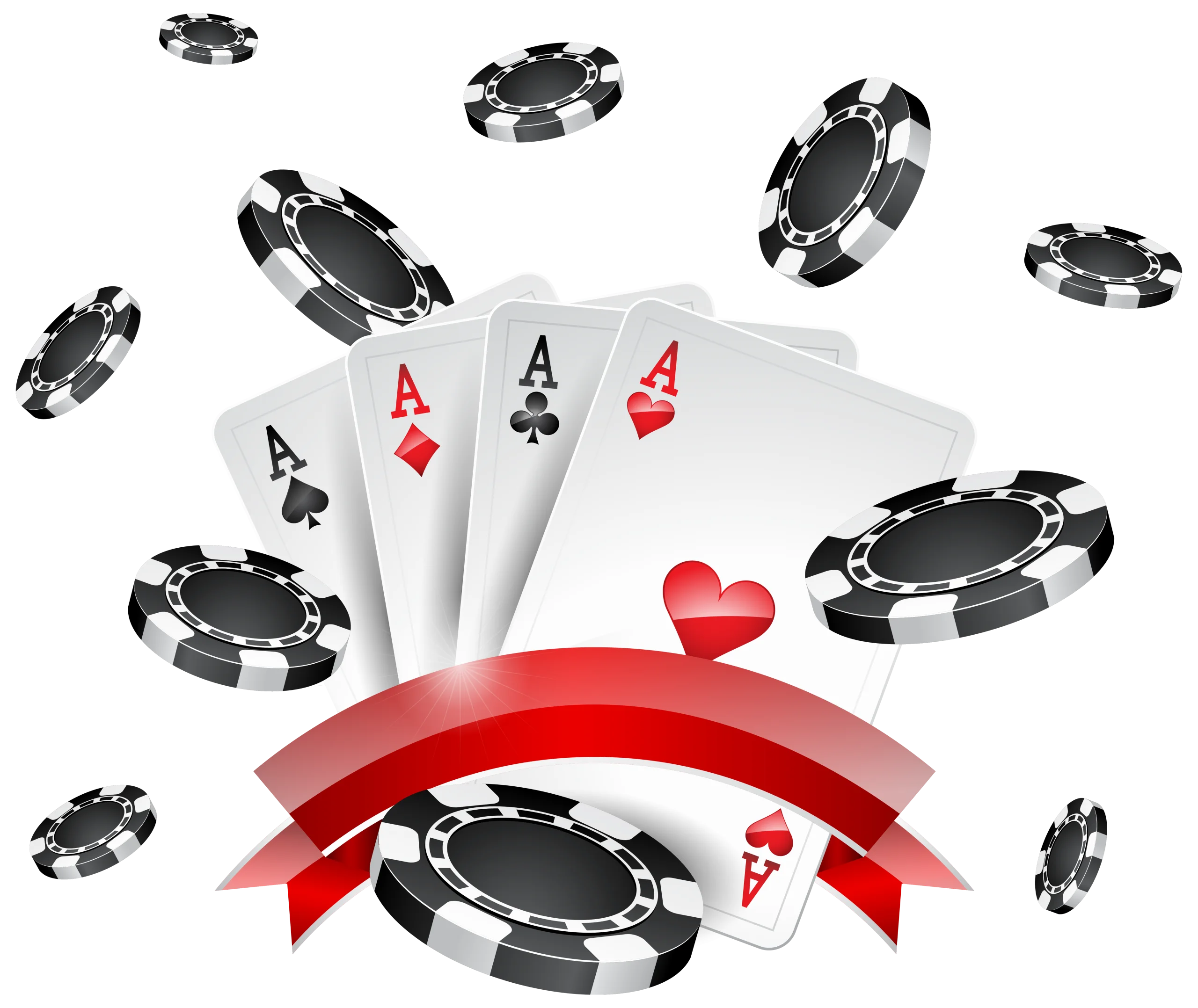 Casino Night Poker Moment Clipart - Four of a Kind Aces Winning Hand
