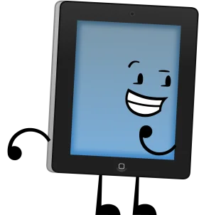 Cheerful Cartoon iPad Clipart with Playful Anthropomorphic Design and Expressive Smile