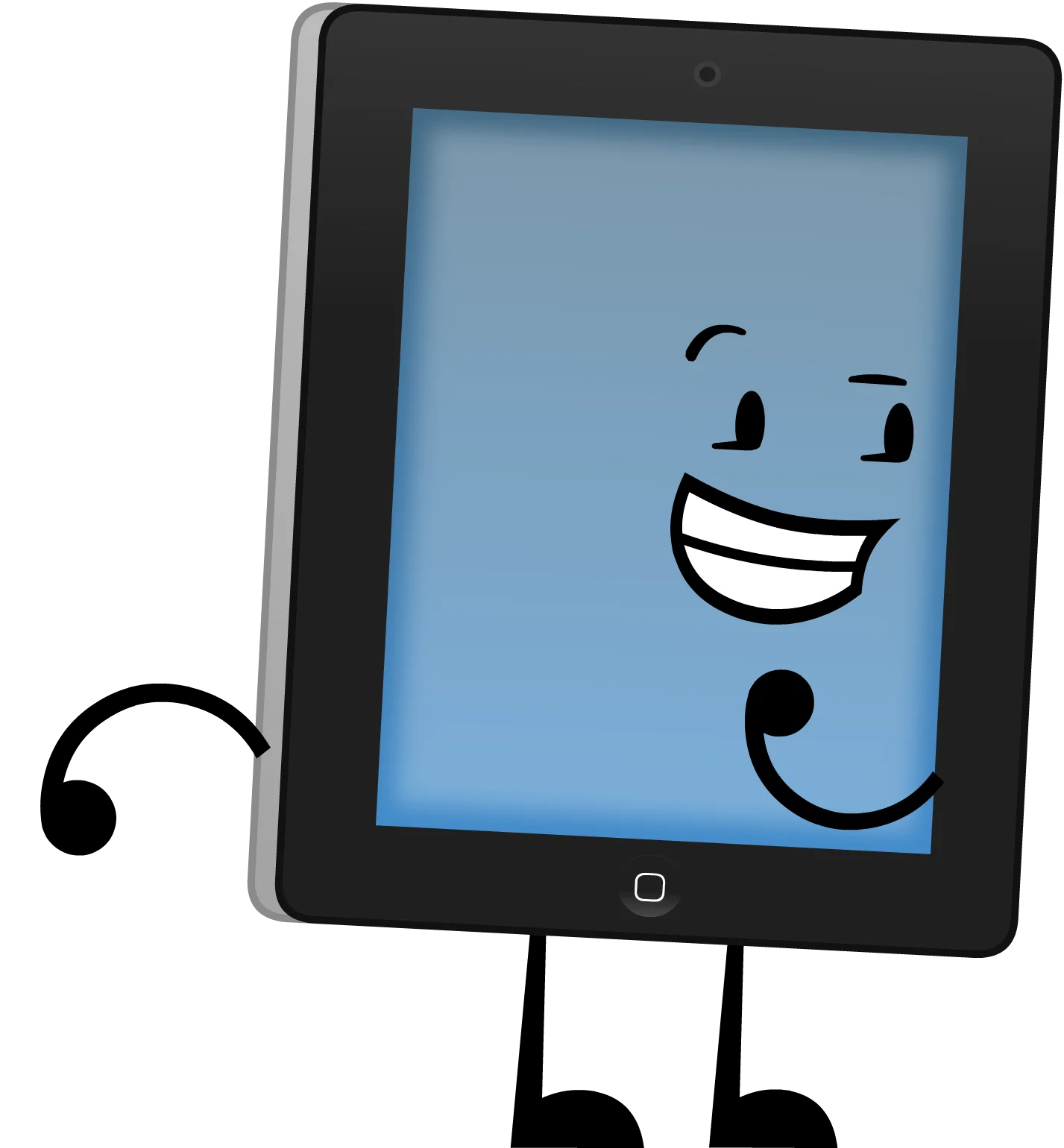 Cheerful Cartoon iPad Clipart with Playful Anthropomorphic Design and Expressive Smile