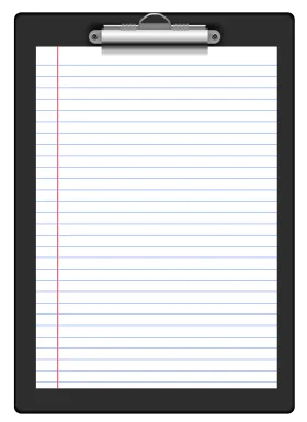 Classic Black Clipboard with Blank Lined Paper - Minimalist Office Clipart Design