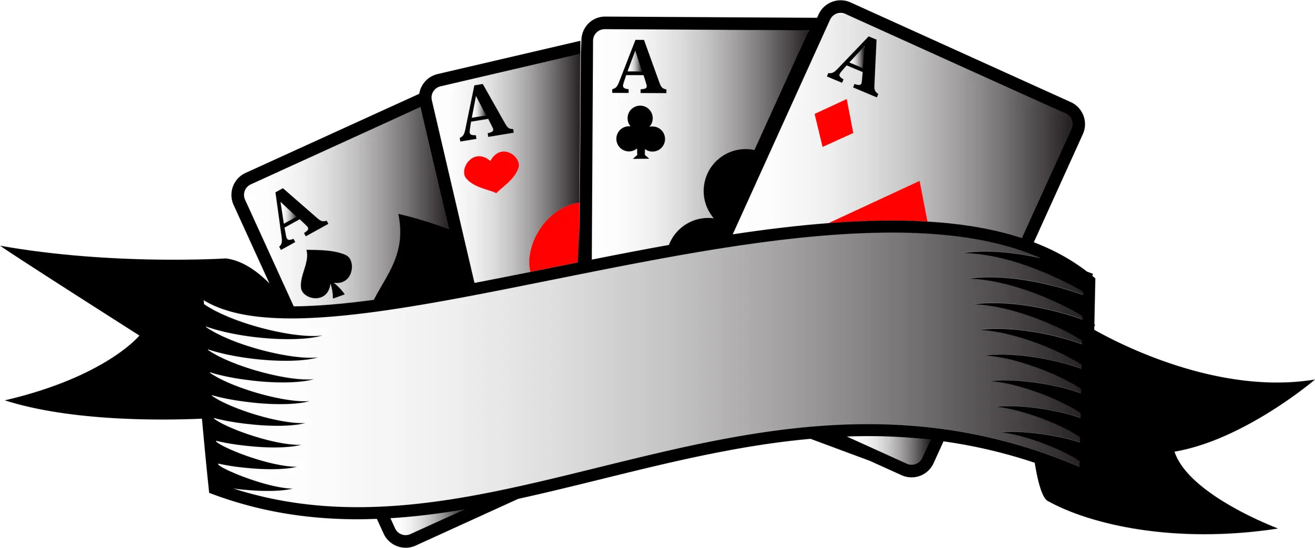 Classic Four Aces Playing Cards Clipart Design with Elegant Black Banner