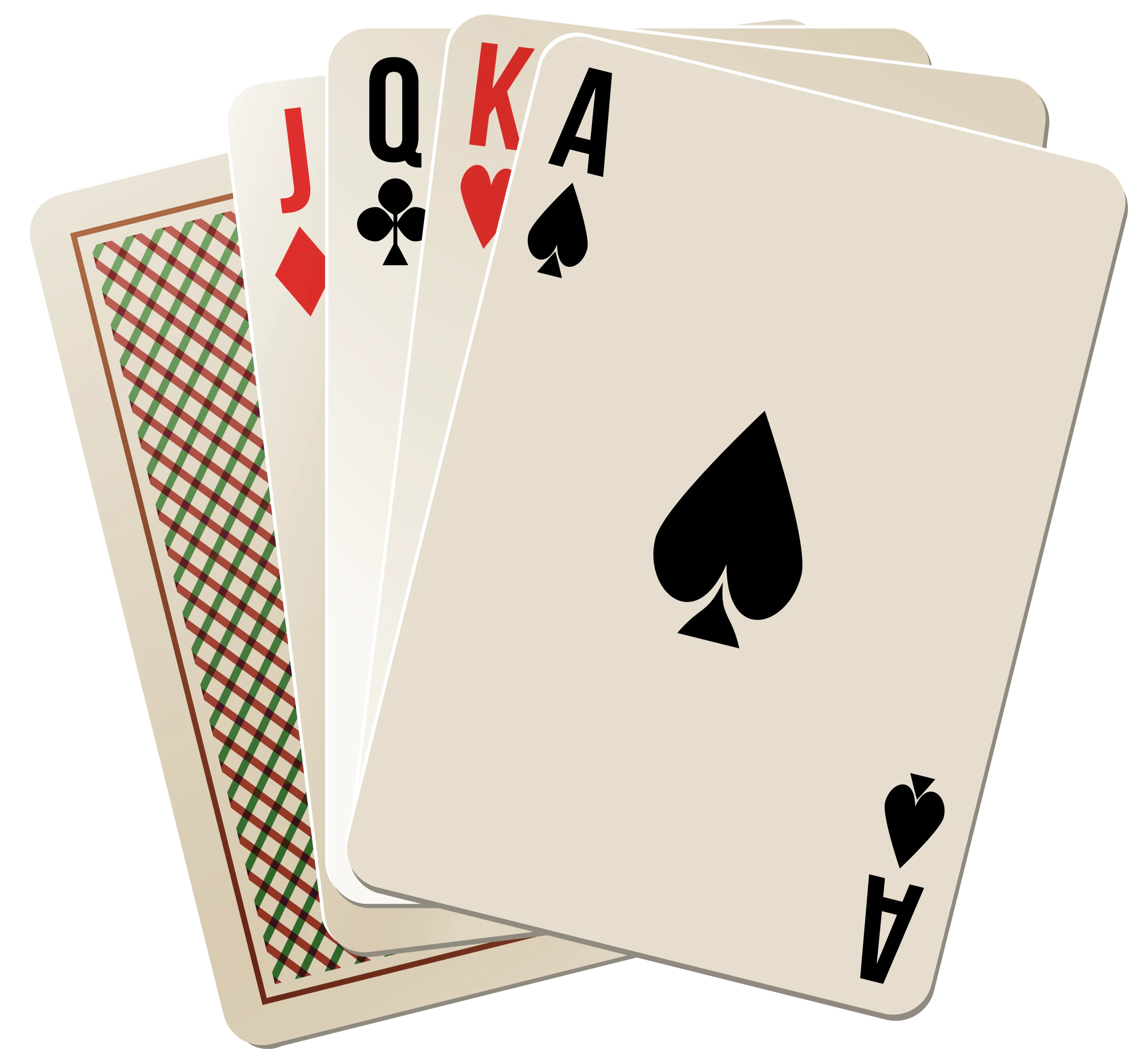 Classic Poker Playing Cards Clipart Illustration with Royal Flush Elements