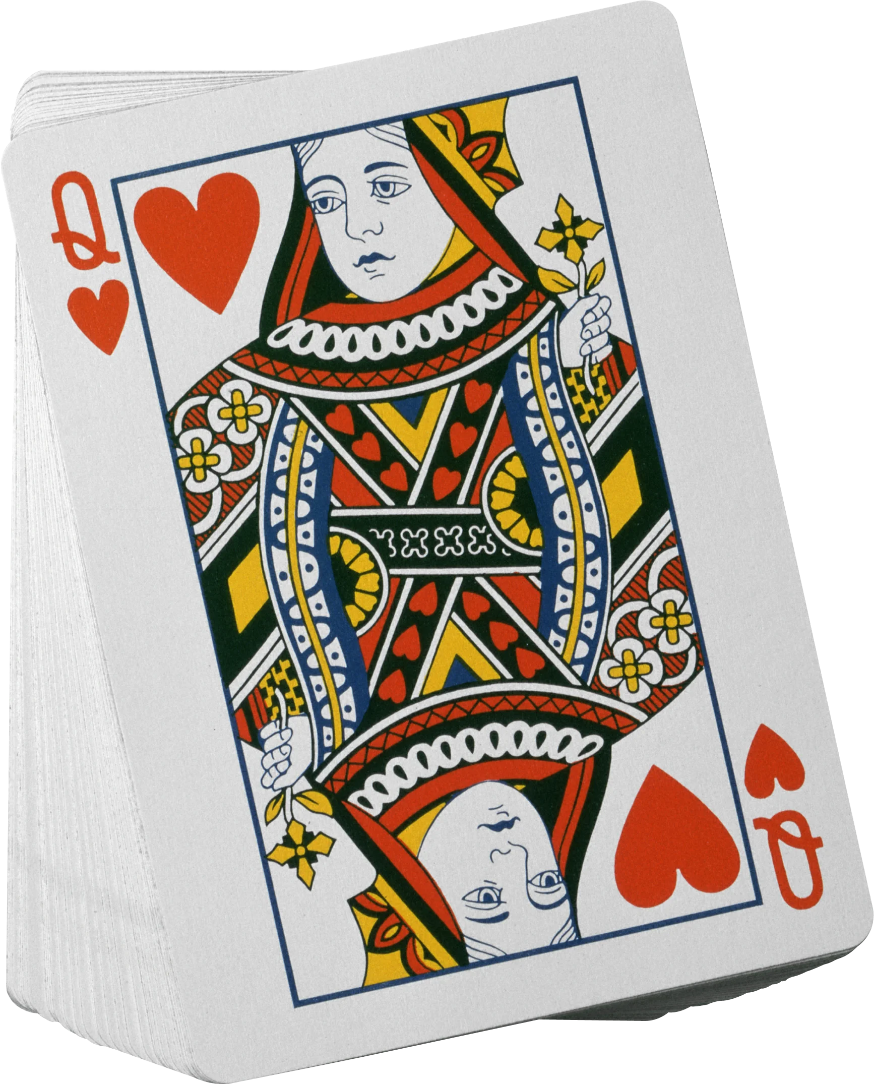 Classic Queen of Hearts Playing Card Clipart Design with Elegant Ornate Details