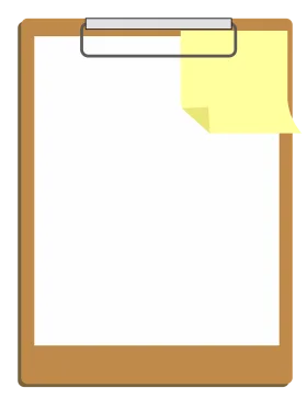Classic Wooden Clipboard with Yellow Sticky Note Clipart Design Element