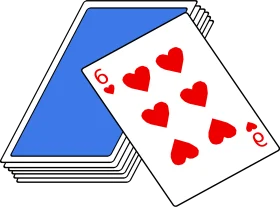Elegant Blue Deck with Six of Hearts Playing Card Clipart Design