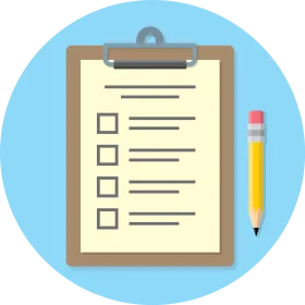 Flat Design Clipboard Checklist Clipart with Yellow Pencil Icon