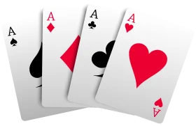 Four Aces Clipart: Classic Poker Playing Cards in Monochrome and Red