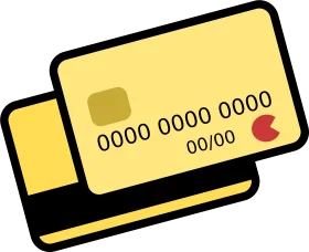 Golden Credit Card Clipart: Simplified Financial Transaction Graphic Design