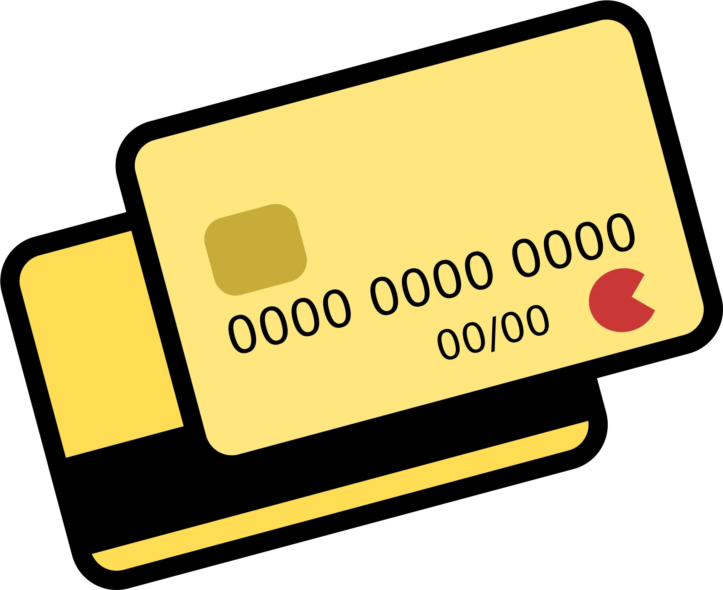 Golden Credit Card Clipart: Simplified Financial Transaction Graphic Design