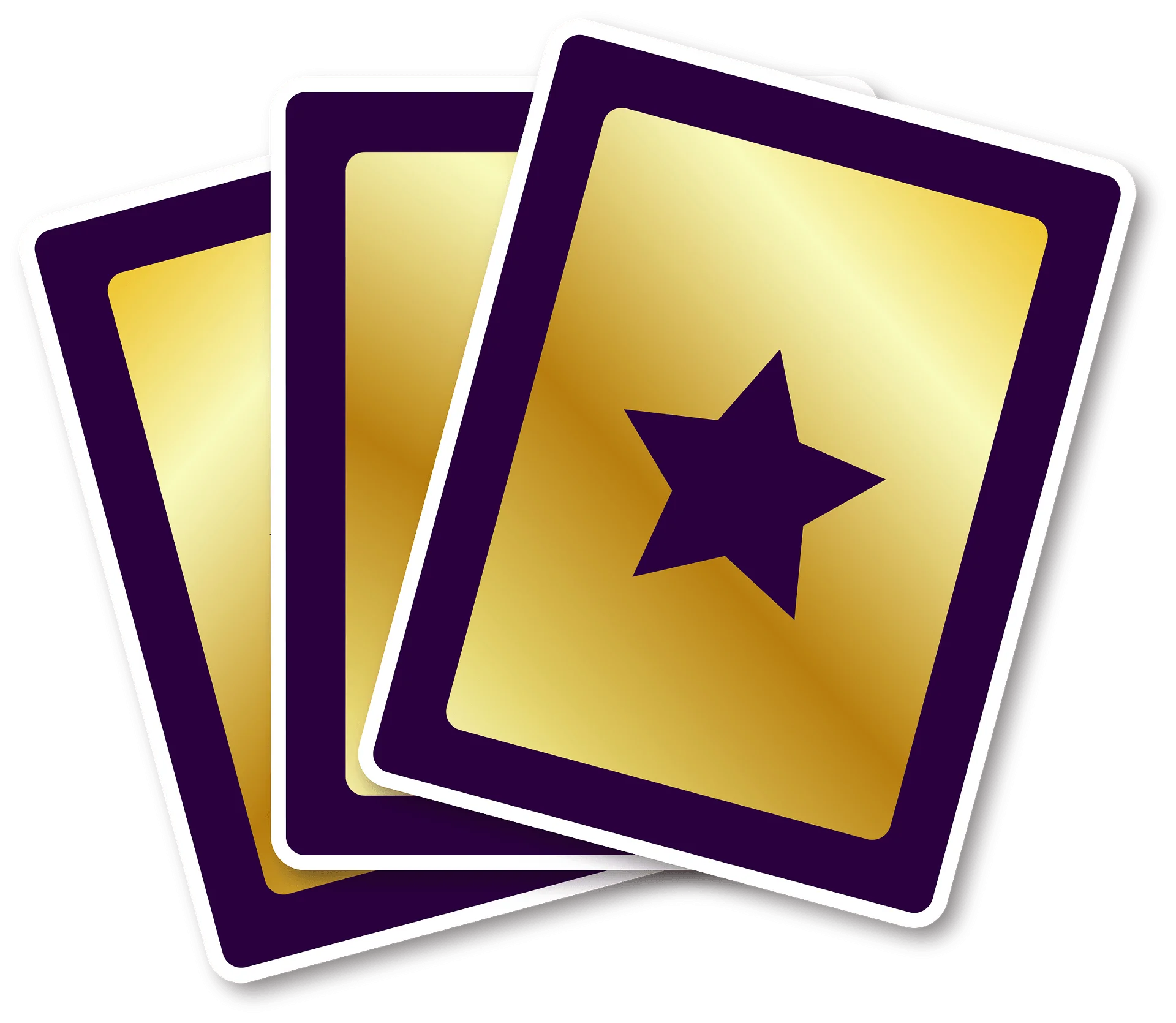 Golden Star Playing Cards Clipart Design with Purple Accents