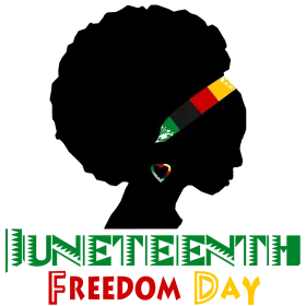 Juneteenth Freedom Day Celebration Silhouette Clipart Design with Afro Hairstyle