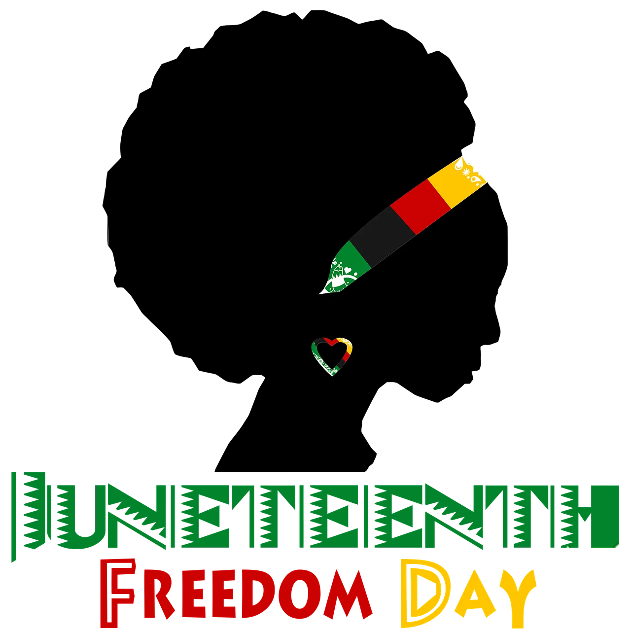 Juneteenth Freedom Day Celebration Silhouette Clipart Design with Afro Hairstyle