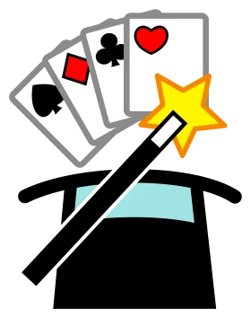 Magical Magician's Performance with Playing Cards and Magic Wand Clipart Design