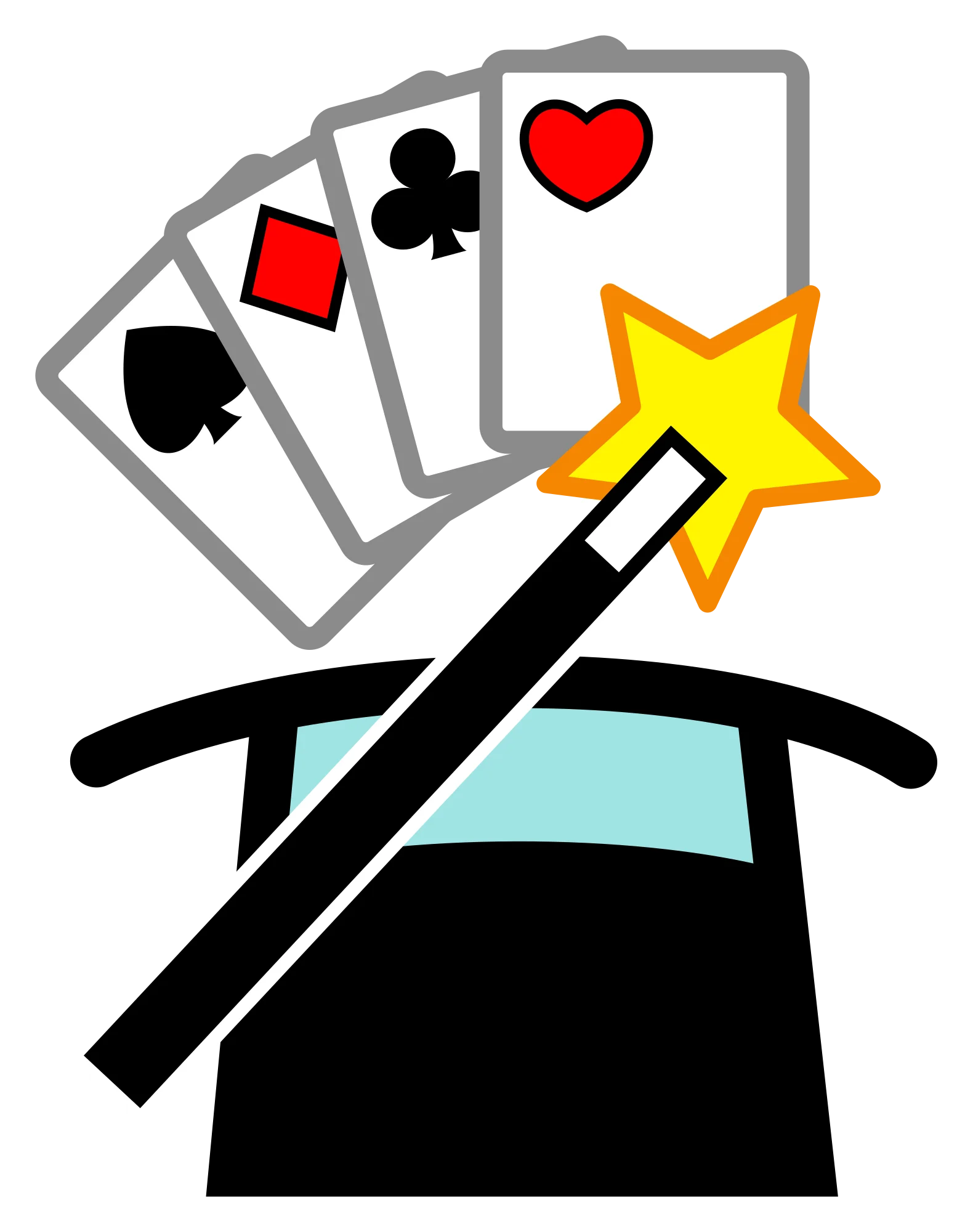 Magical Magician's Performance with Playing Cards and Magic Wand Clipart Design
