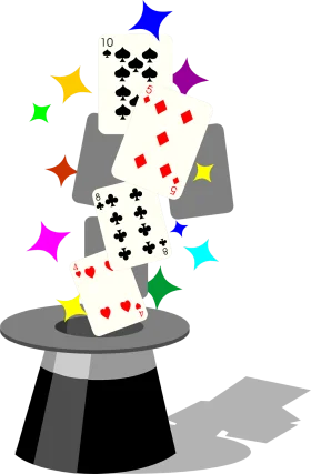 Magical Whimsical Playing Cards Floating Above a Magician's Clipart Spectacle