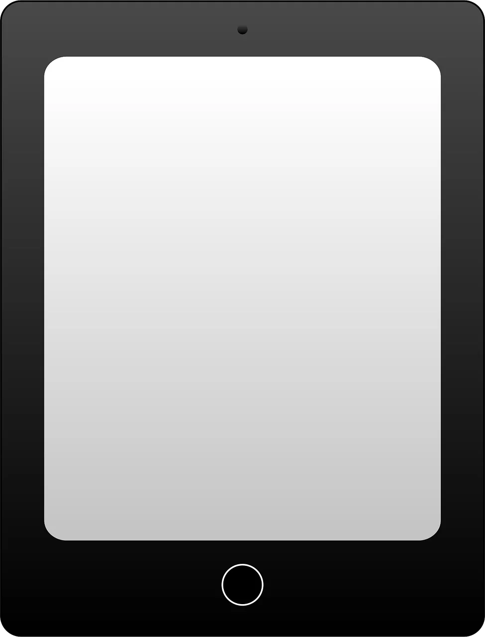 Minimalist Black and White iPad Clipart Design with Simple Geometric Outline