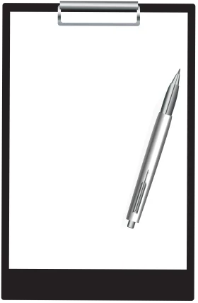 Minimalist Black Clipboard Clipart with Sleek Silver Pen Illustration