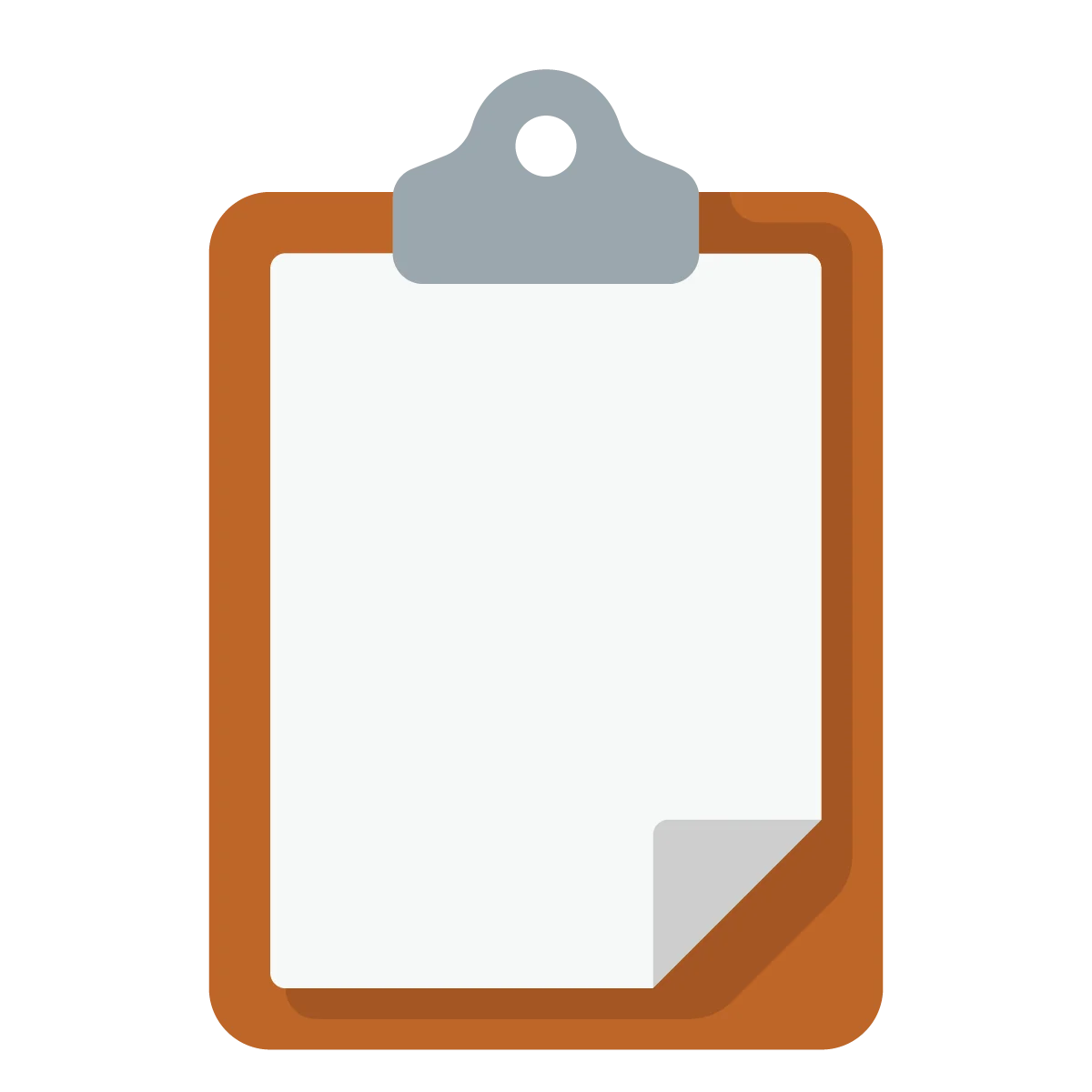 Minimalist Clipboard Clipart with Clean White Paper and Metallic Clip