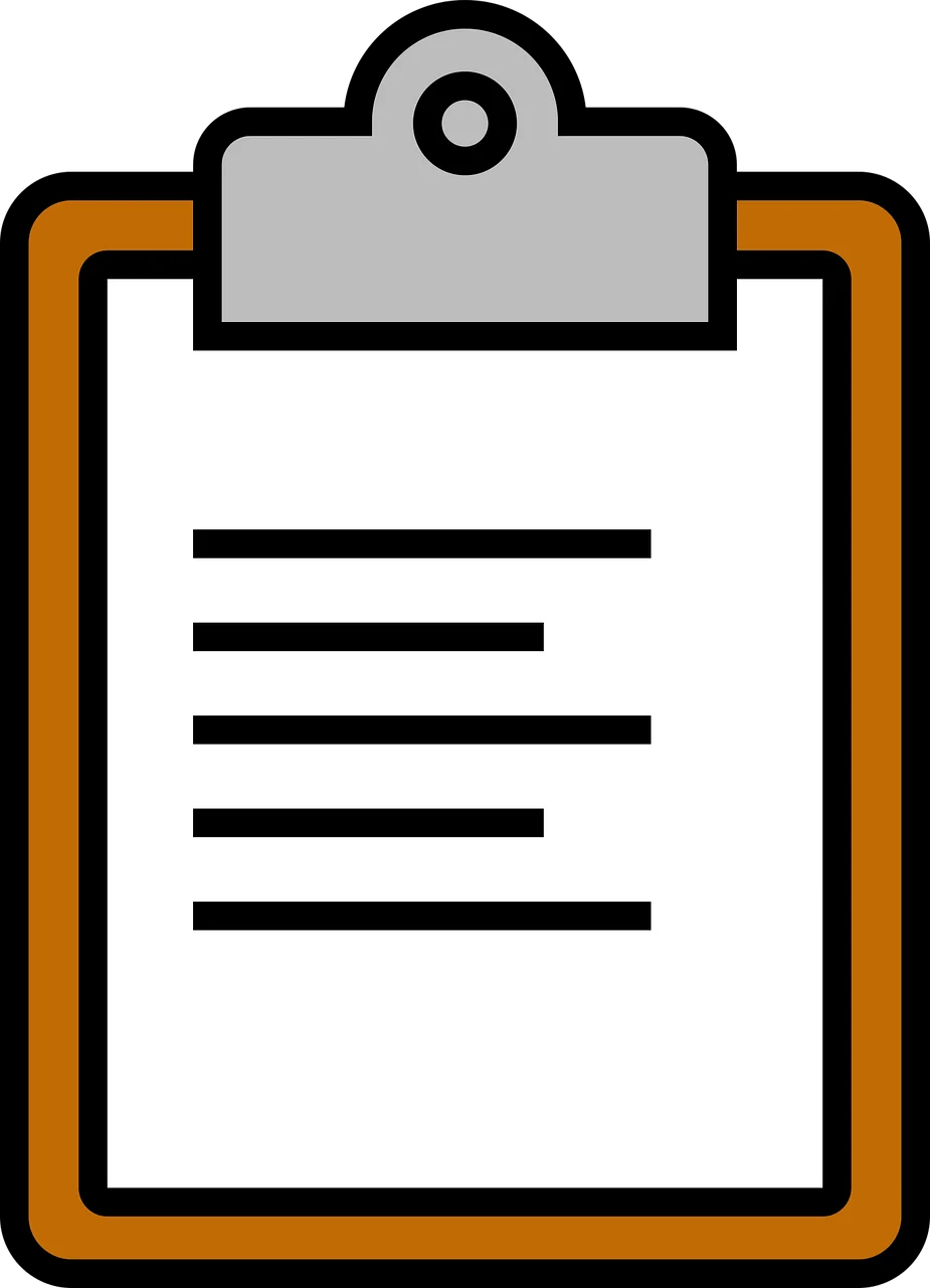 Minimalist Clipboard Clipart with Textured Border and Simple Document Design