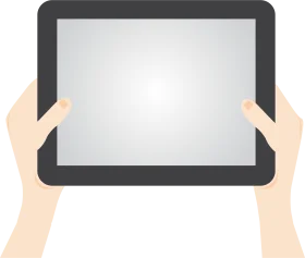 Minimalist Digital Tablet Clipart Illustration with Hands Holding Device