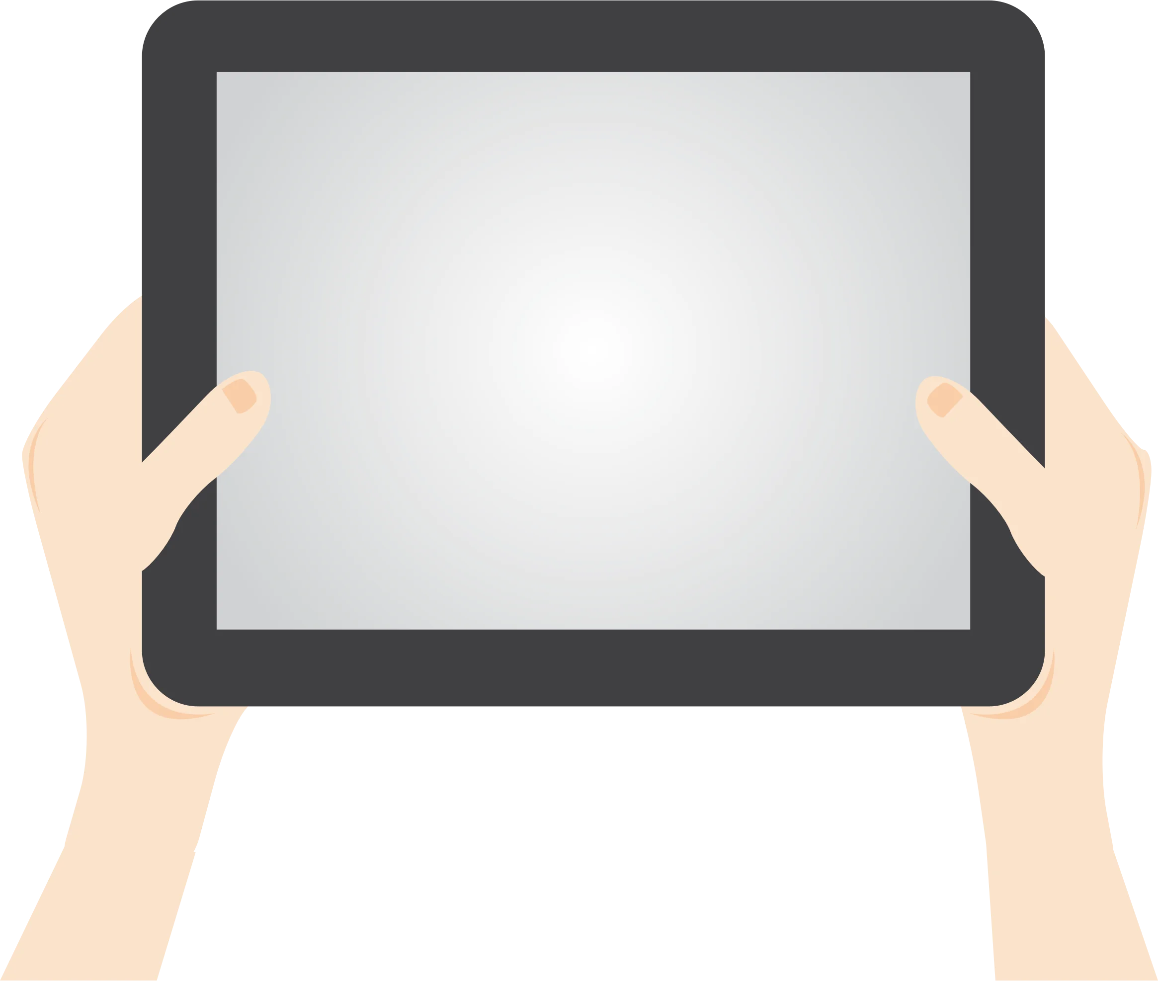 Minimalist Digital Tablet Clipart Illustration with Hands Holding Device