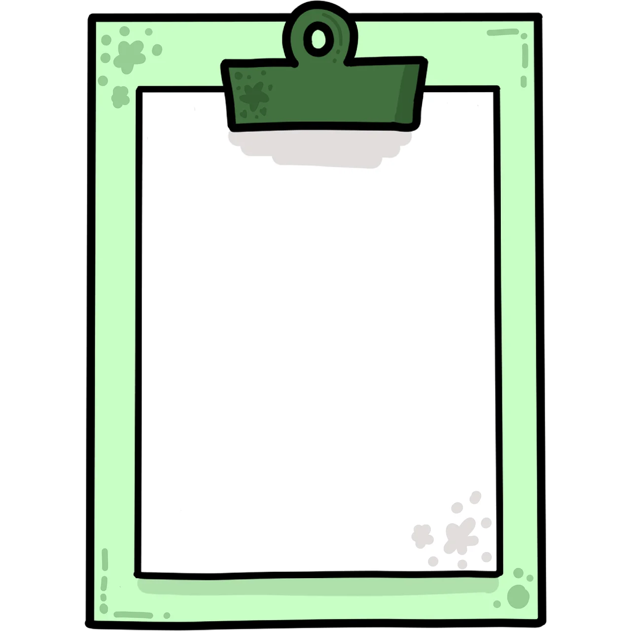 Minimalist Green Clipboard Clipart with Simple Blank Document Design