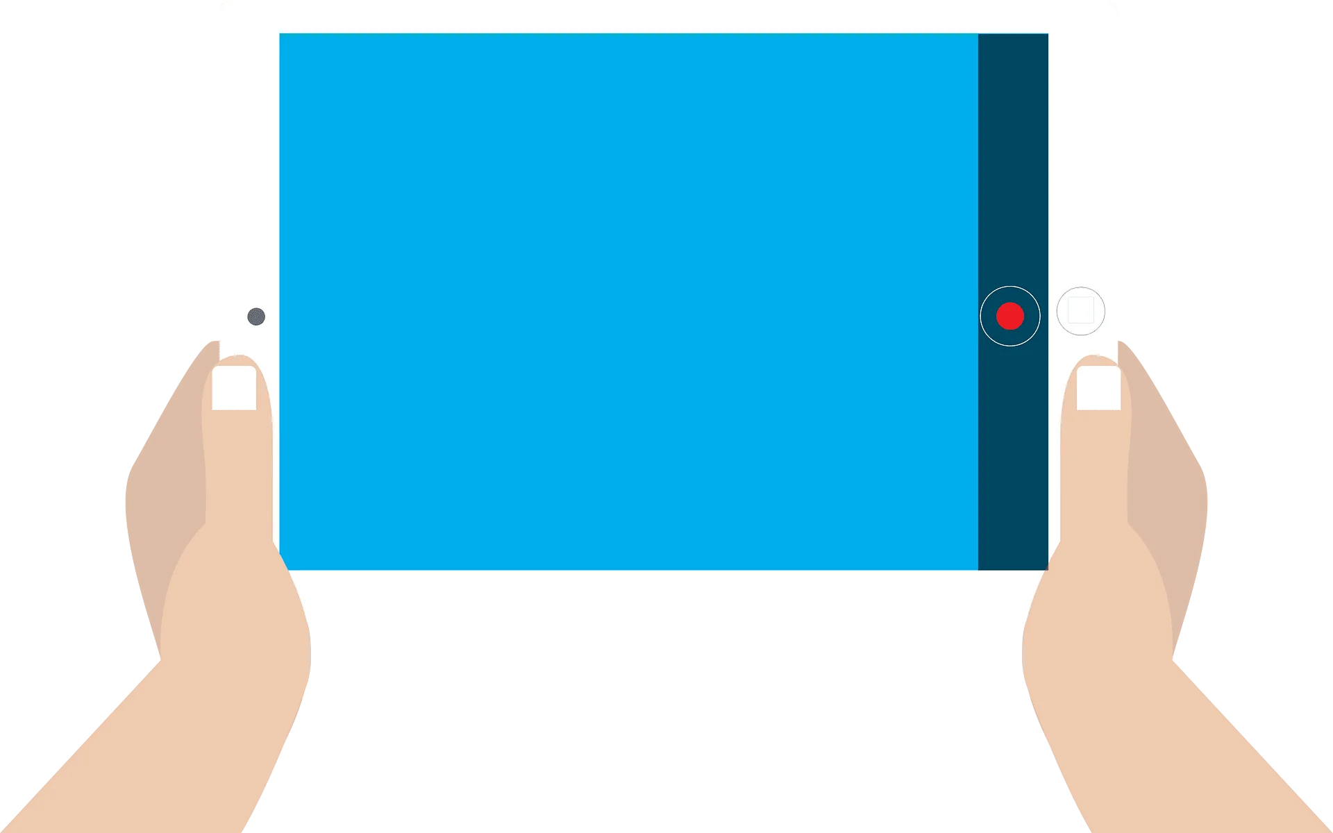 Minimalist Hands Holding Blue Tablet Clipart Design with Sleek Lines
