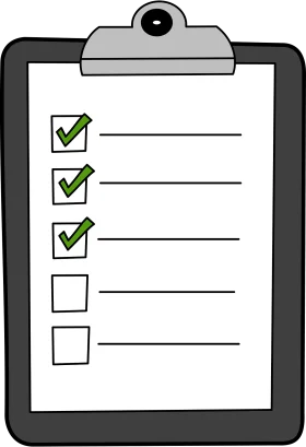 Minimalist Monochrome Clipboard Checklist Clipart with Green Checkmarks