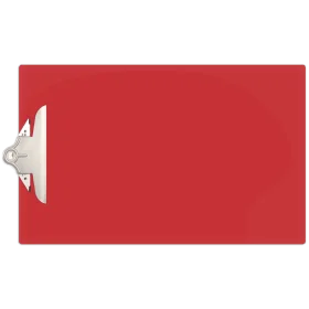 Minimalist Red Clipboard Clipart with Metallic Silver Clip Design