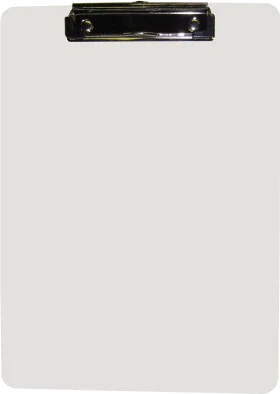 Minimalist White Clipboard Clipart with Classic Black Metal Clip Design