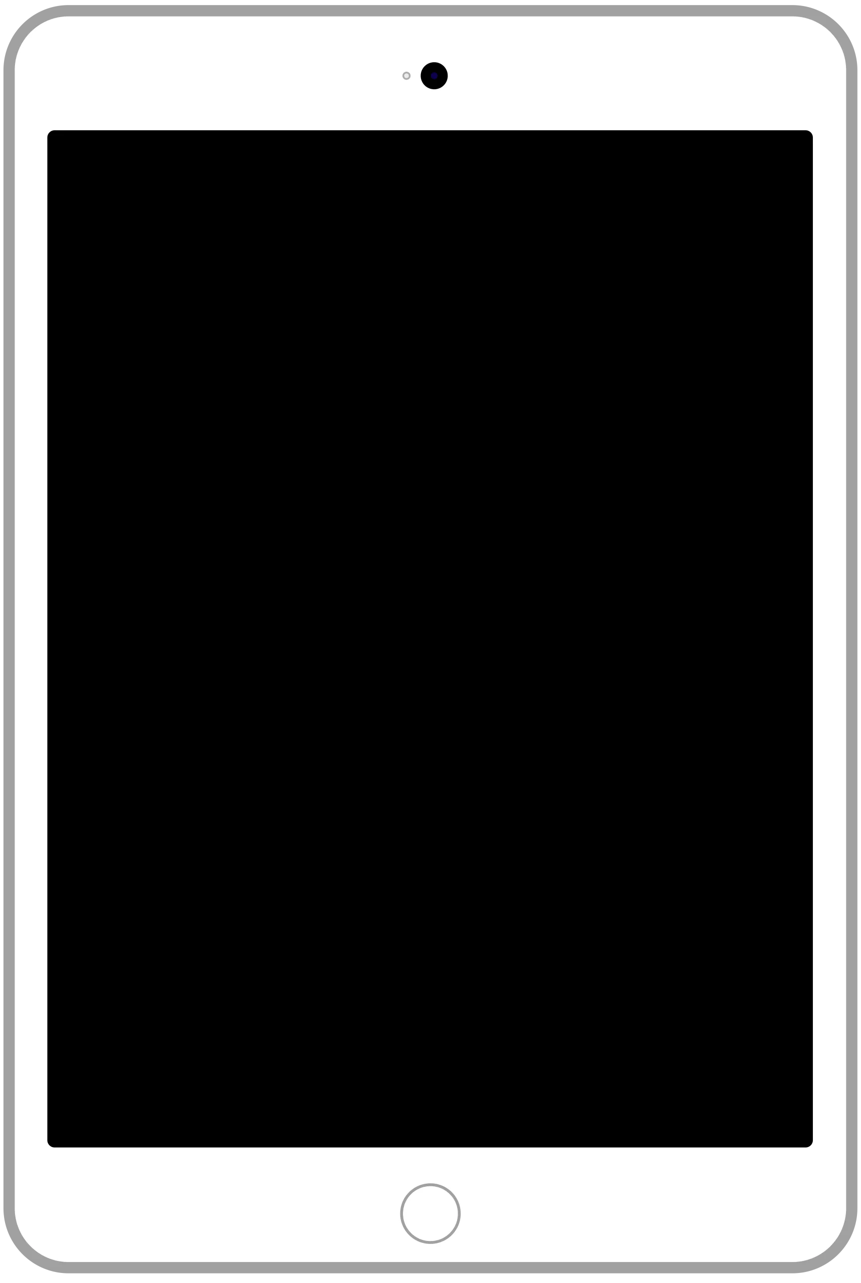 Minimalist White Tablet Clipart with Simple Geometric Design and Home Button