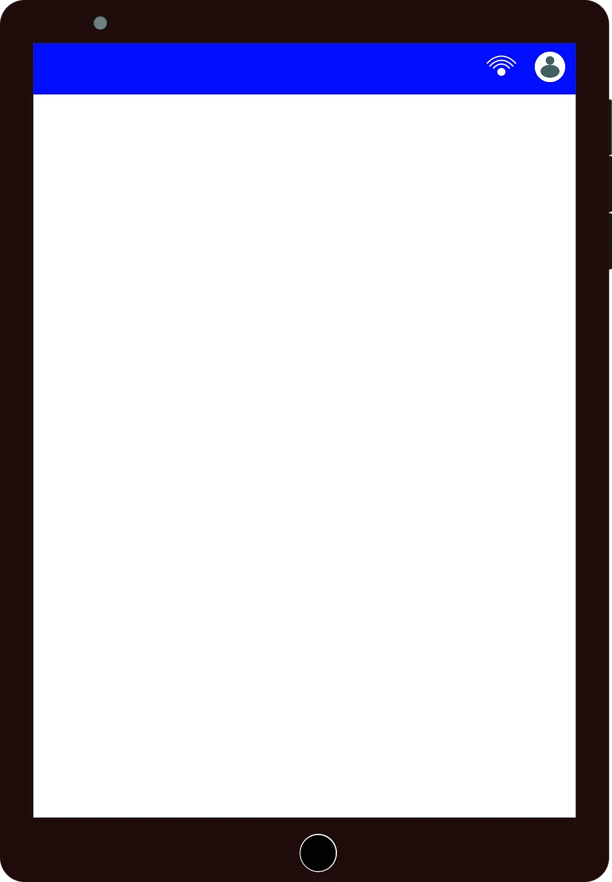 Modern Minimalist Tablet Clipart with Sleek Blue Header Design