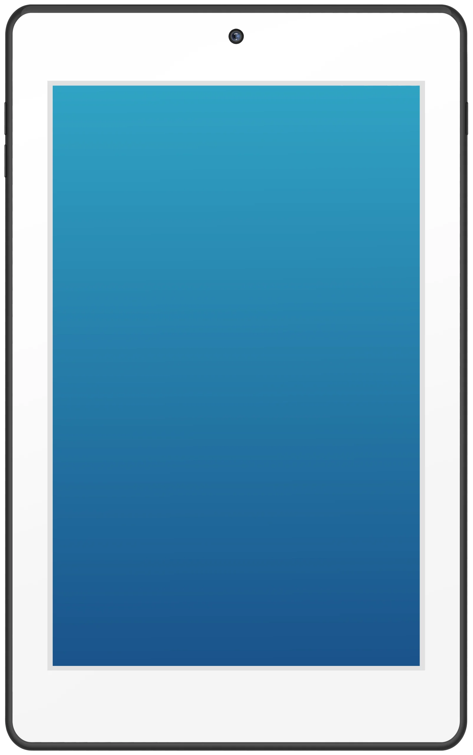 Modern Minimalist White-Framed Digital Tablet Clipart with Blue Screen Display