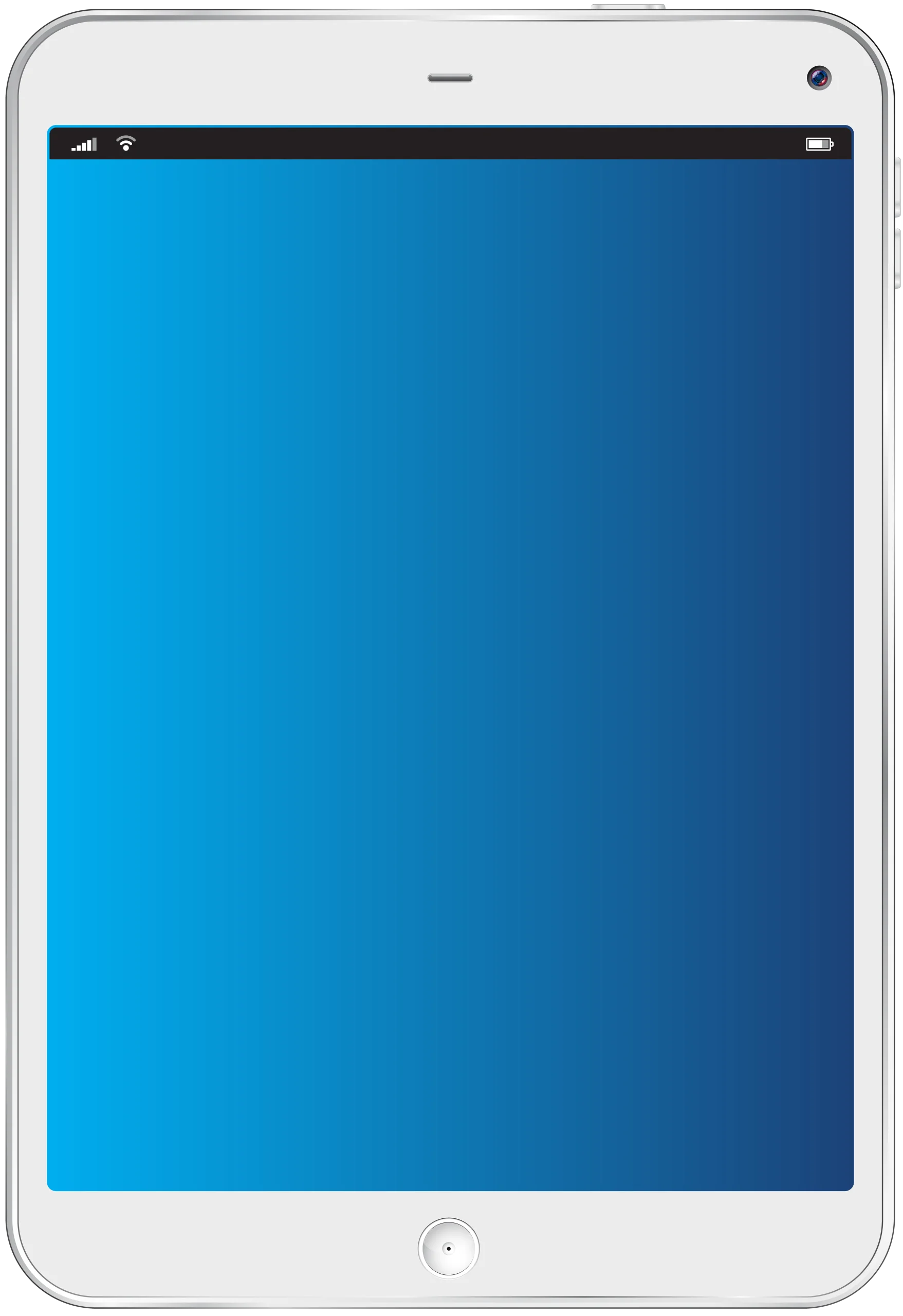 Modern White Tablet Clipart Illustration with Sleek Blue Gradient Display