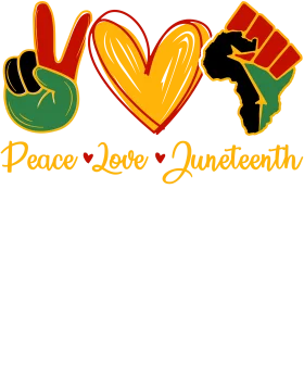 Peace Love Juneteenth Celebration Hand Gesture Colorful Clipart Design
