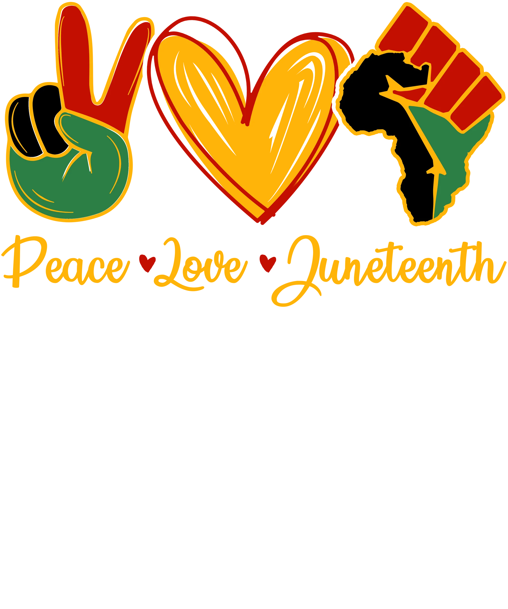 Peace Love Juneteenth Celebration Hand Gesture Colorful Clipart Design