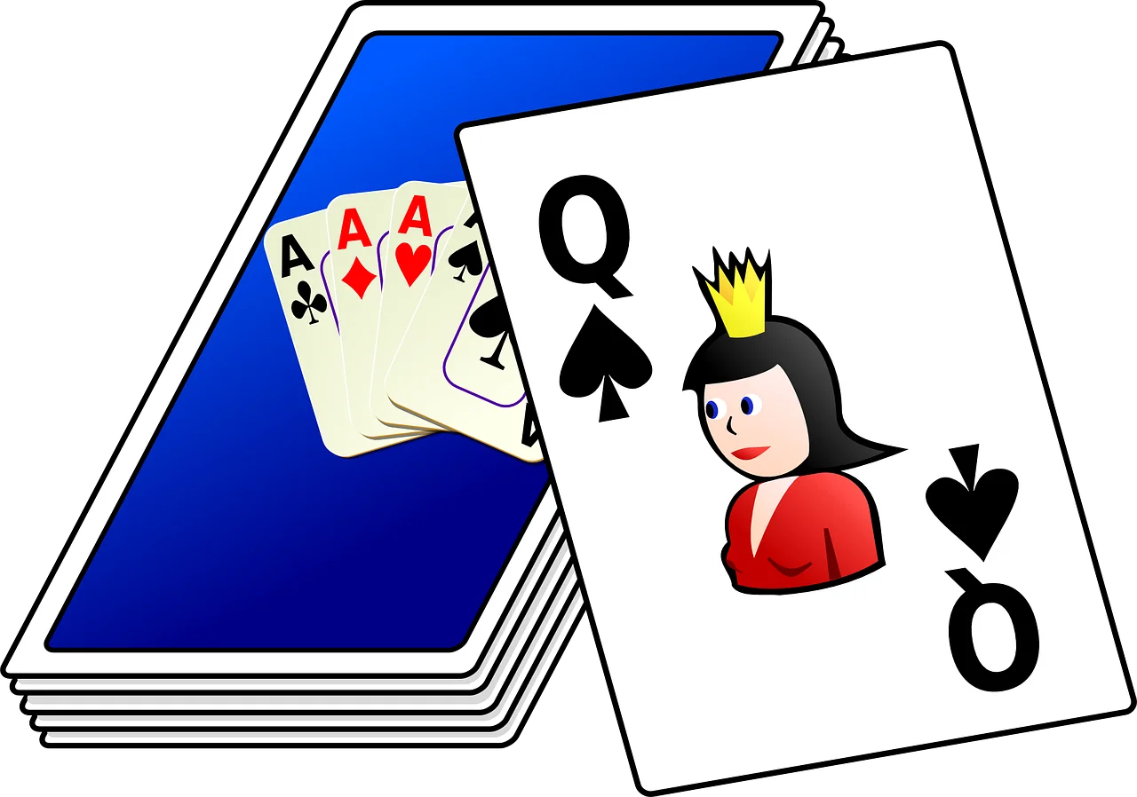 Playful Card Deck Illustration with Queen of Spades Clipart Design