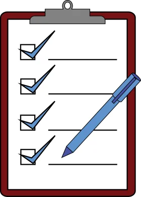 Professional Checklist Clipboard Clipart with Blue Pen for Task Management