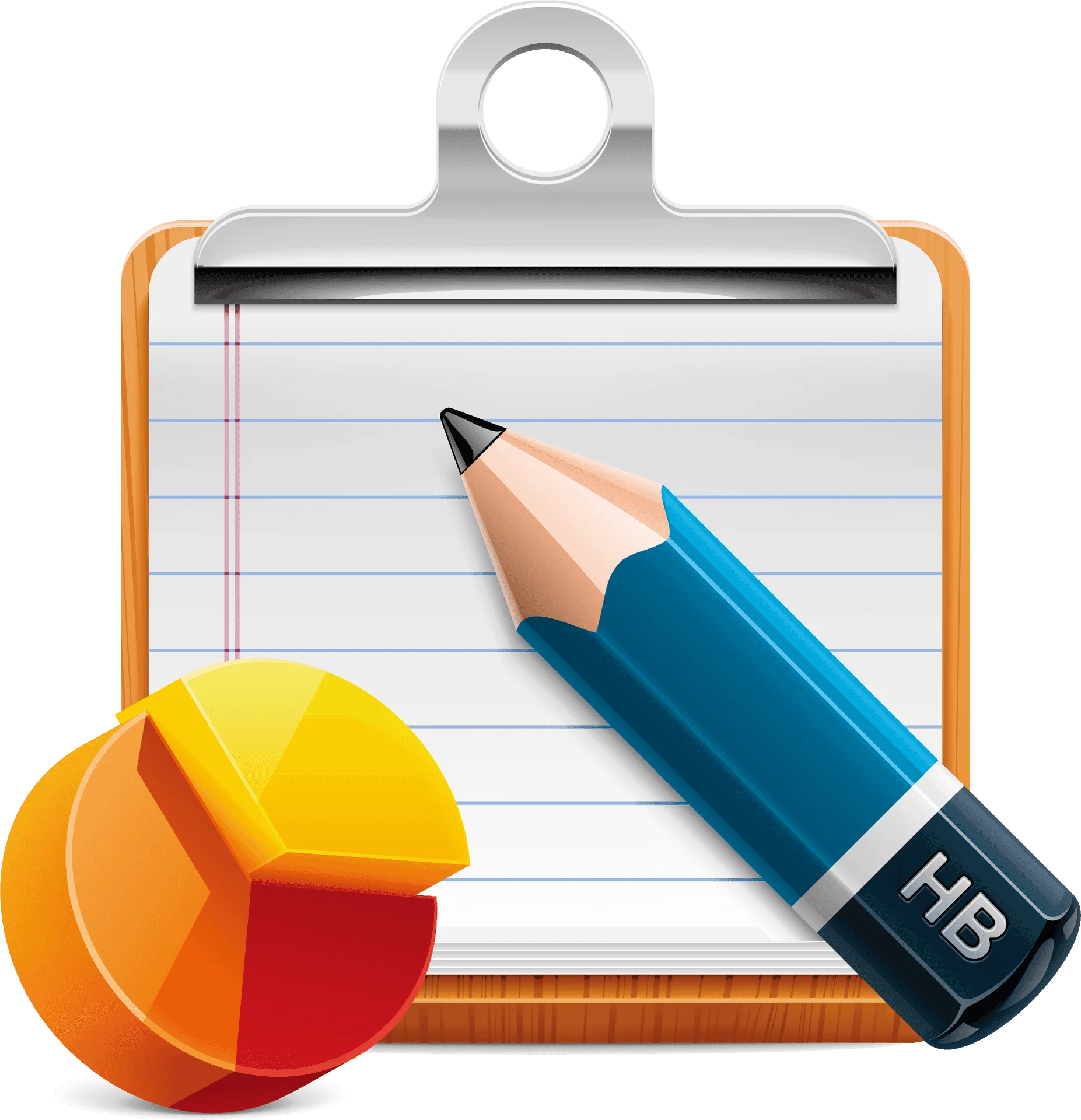 Professional Productivity Clipart: Clipboard with Pencil and Pie Chart Illustration