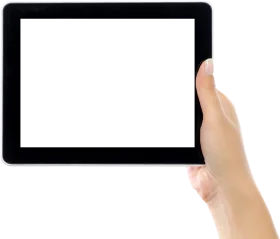 Realistic Handheld Digital Tablet Clipart with Blank White Screen Display