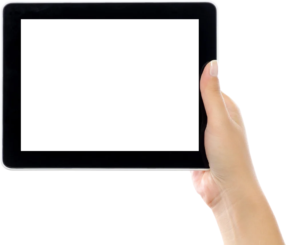 Realistic Handheld Digital Tablet Clipart with Blank White Screen Display