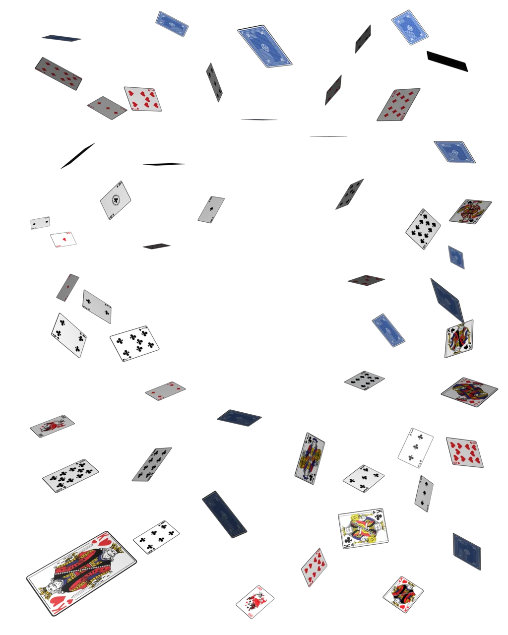Scattered Playing Cards Clipart: A Whimsical Cascade of Gaming Elements