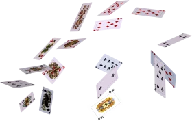 Scattered Playing Cards Clipart: Dynamic Floating Card Illustration Design