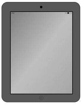 Sleek Minimalist Tablet Clipart Illustration in Monochrome Grayscale Design