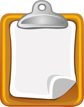 Sleek Silver Clipboard Clipart Icon with Warm Golden Border Accent