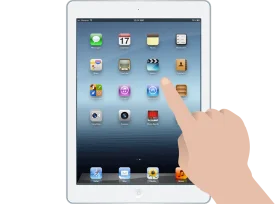 White iPad Tablet Clipart Showcasing Interactive Touch Screen Interface