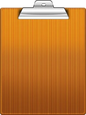 Wooden Textured Clipboard Clipart with Metallic Silver Clip Attachment