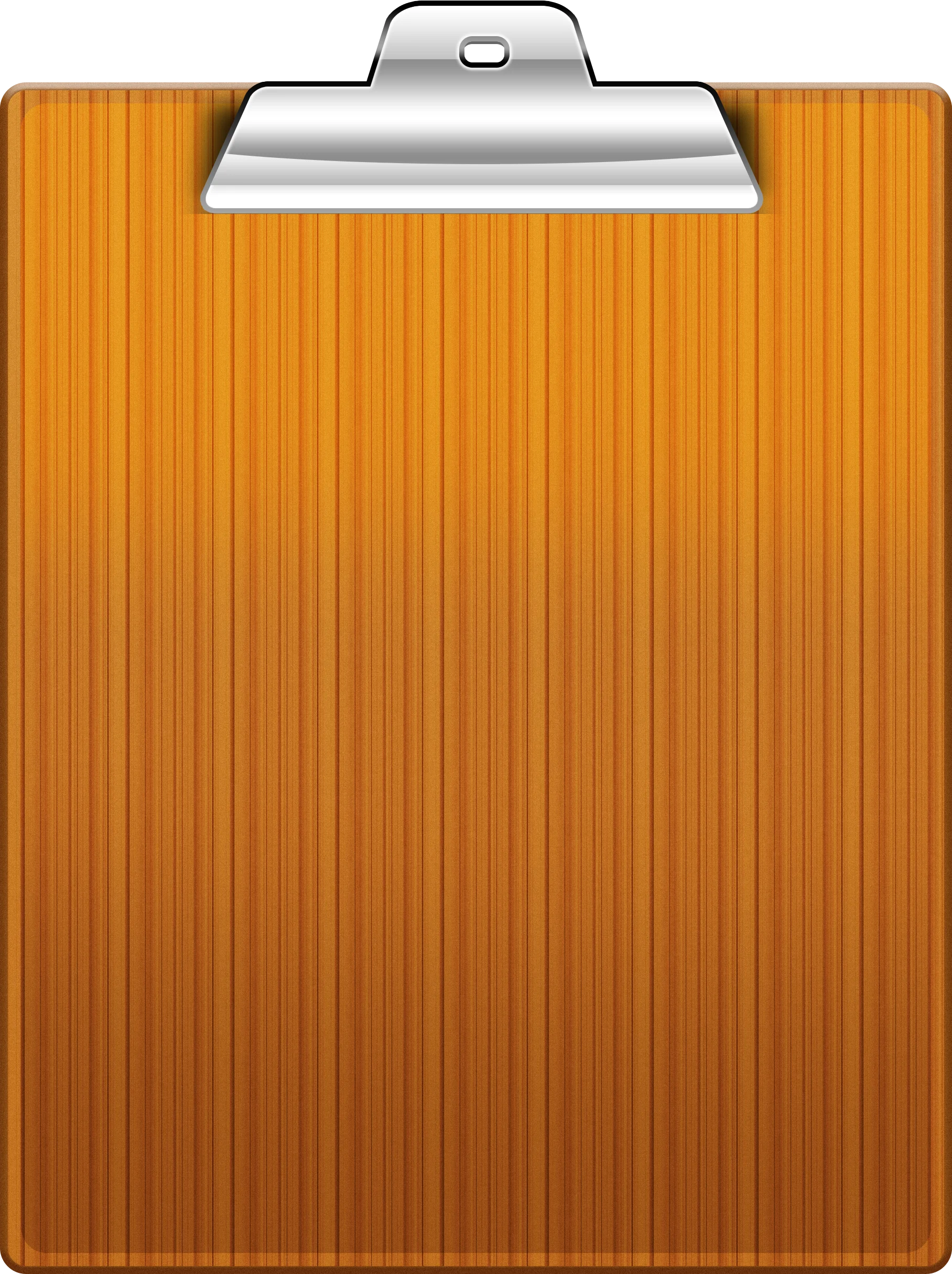 Wooden Textured Clipboard Clipart with Metallic Silver Clip Attachment