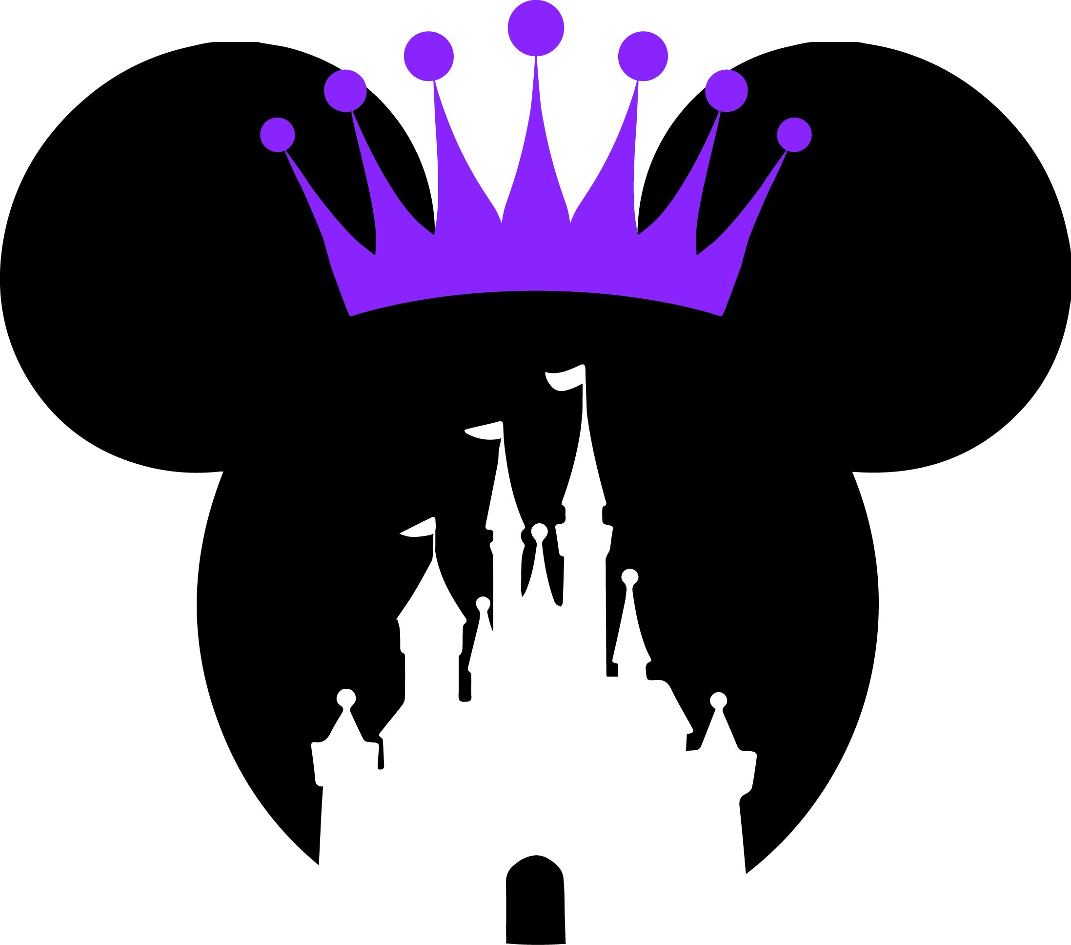Disney Magic Kingdom Castle Silhouette with Purple Crown Clipart Design