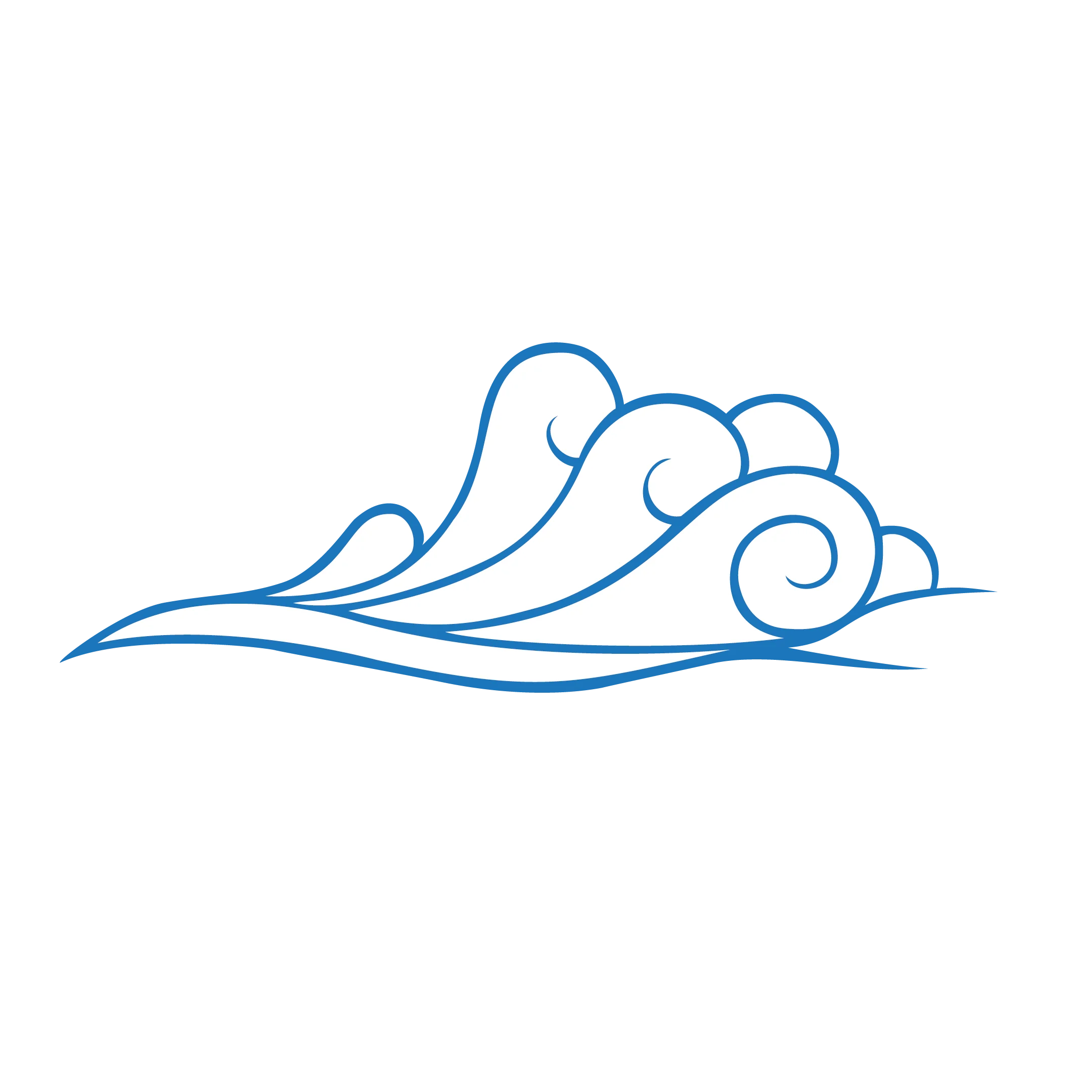 Elegant Blue Ocean Wave Swirl Wind Clipart Design Element